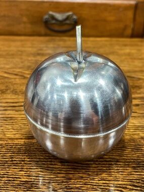 Vintage De Uberti Italy Apple Jam or Sugar Bowl Silver Tone Metal Collectible